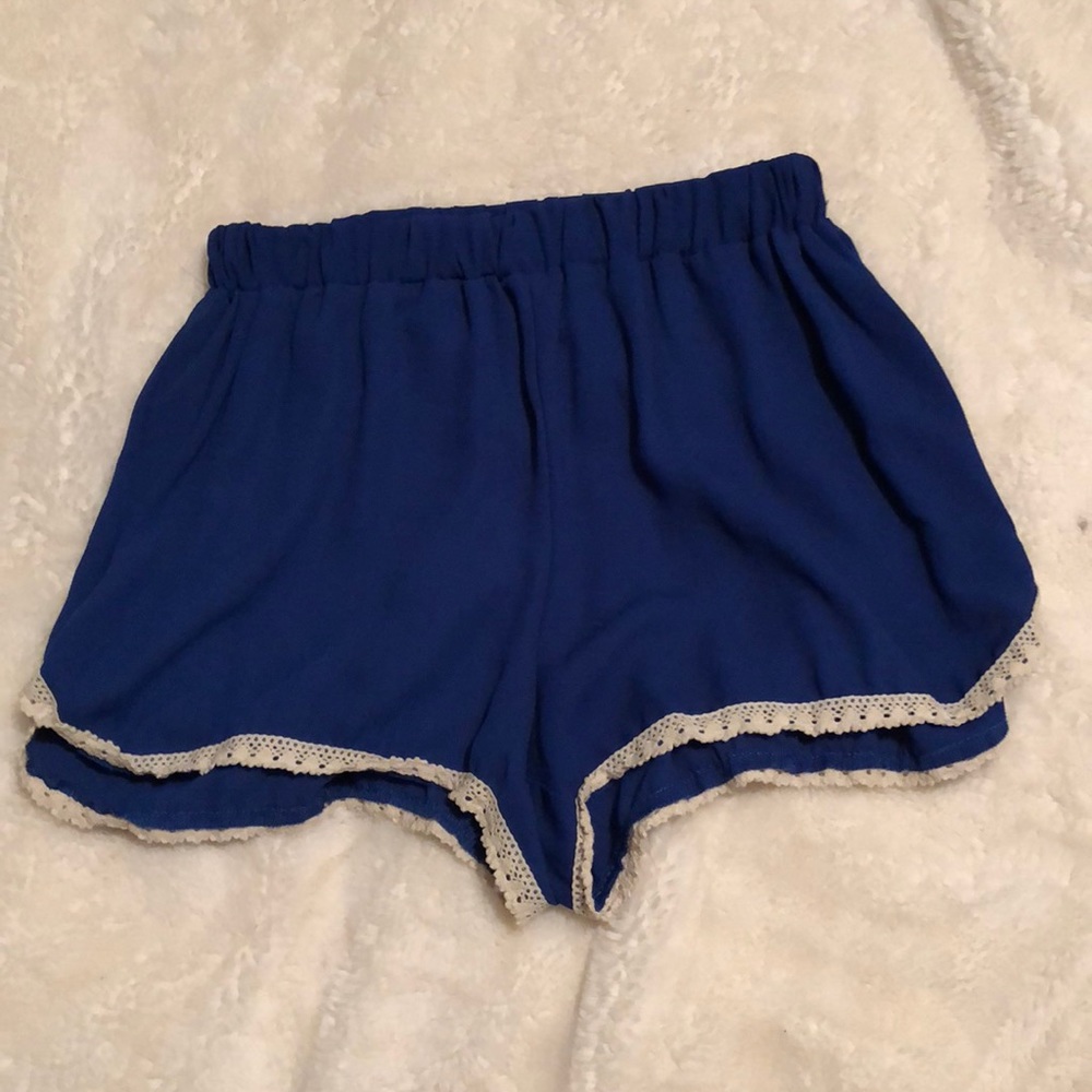 Royal blue polyester shorts